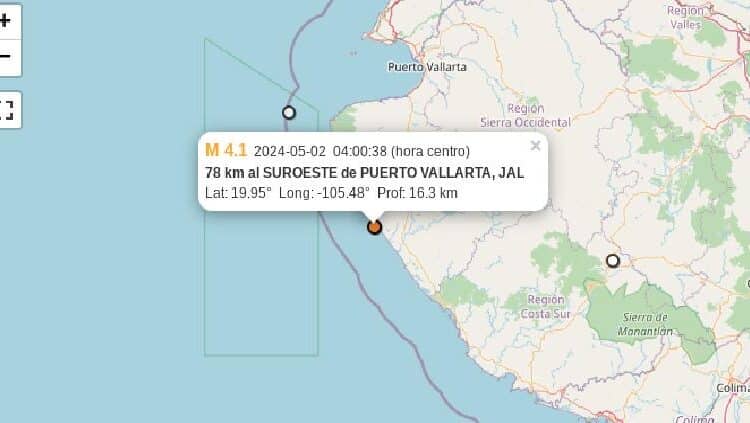 Sismo de 4.1 sacudió a Puerto Vallarta